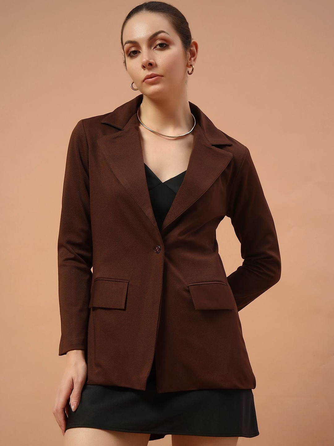 REBERRY Notched Lapel Single-Breasted Blazers