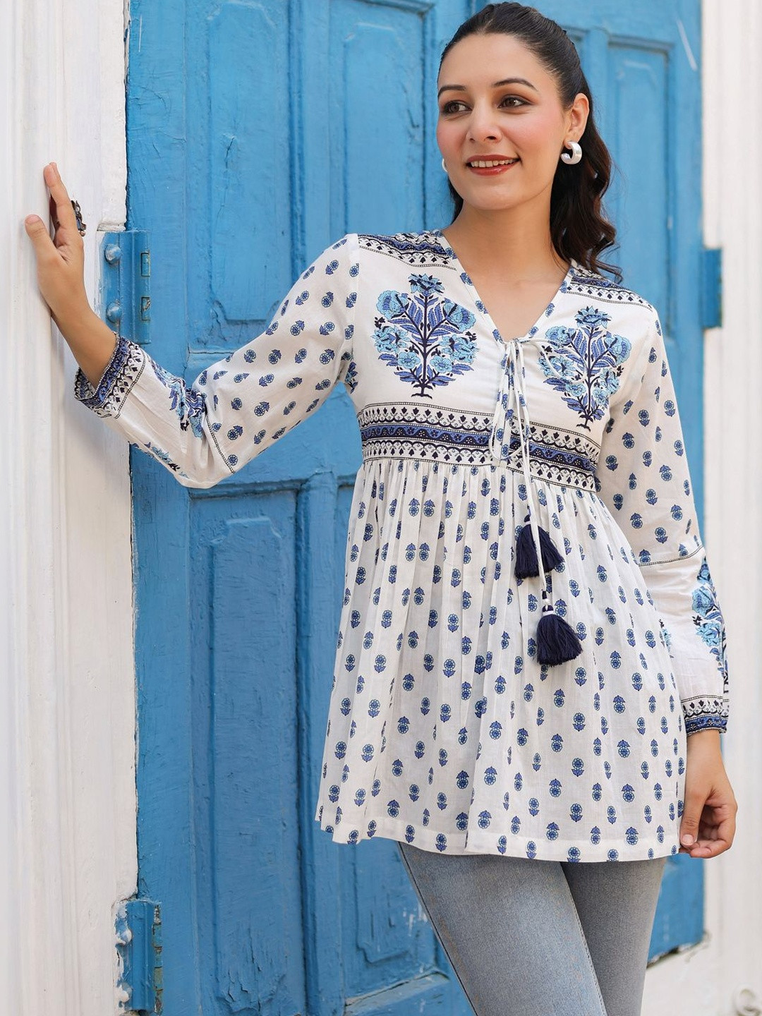 Rain & Rainbow Print Cotton Top