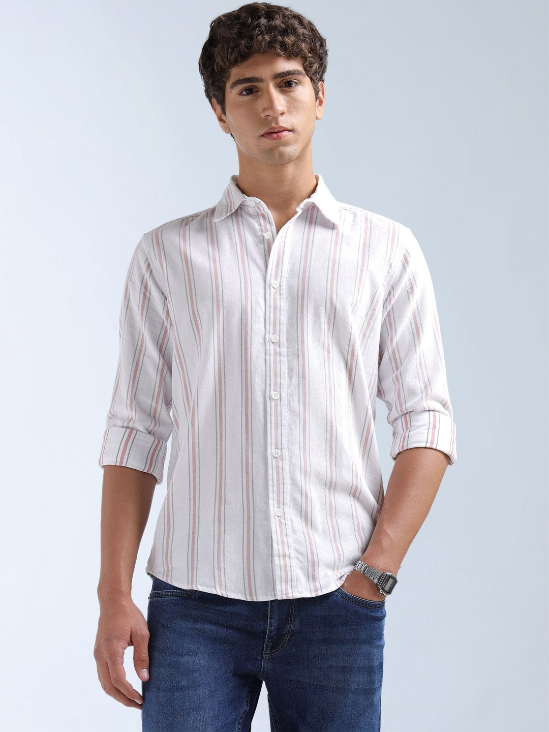 Flying Machine Men Slim Fit Striped Casual Shirt