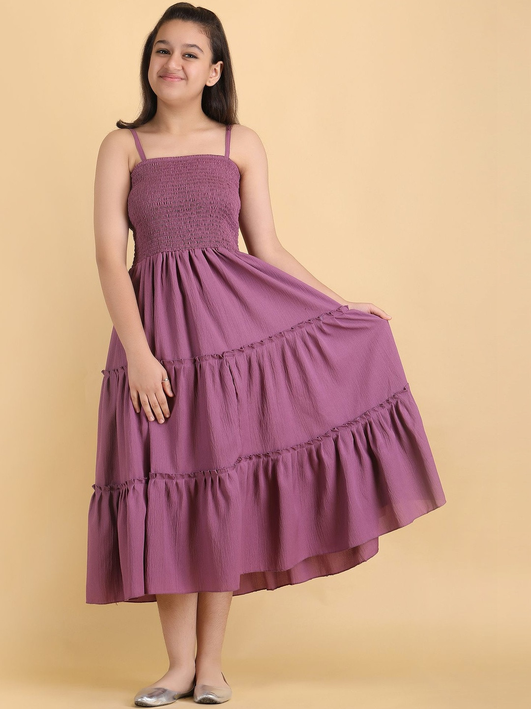 FIXOCRA Crepe Fit & Flare Midi Dress