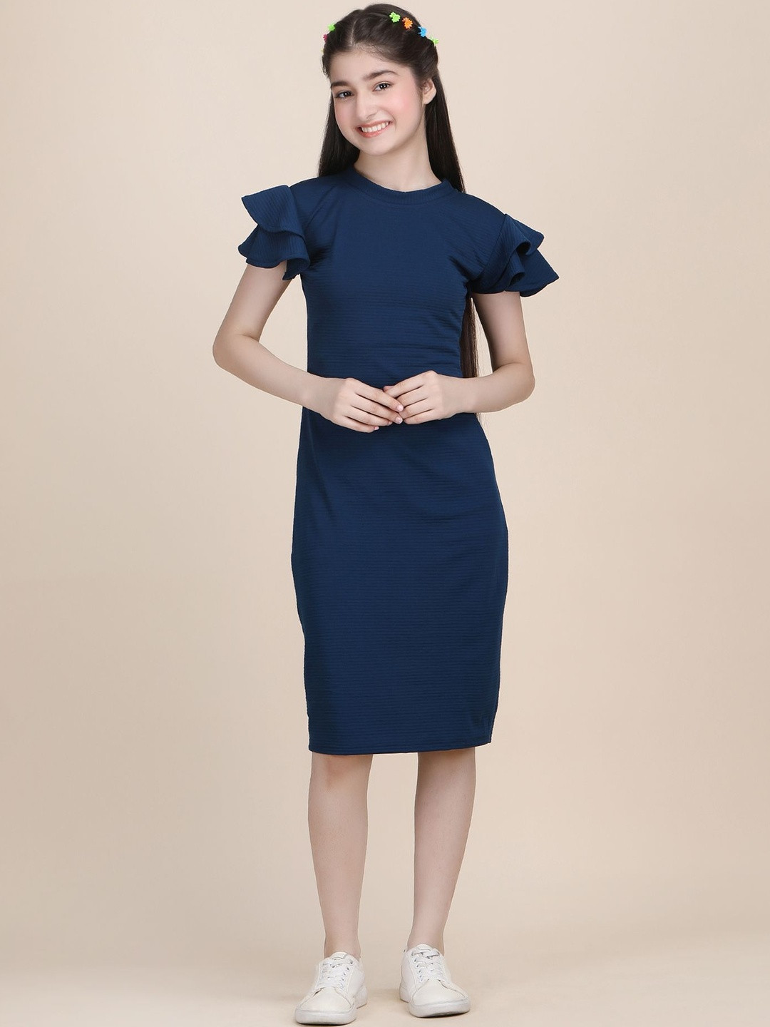 FIXOCRA Puff Sleeve Sheath Dress