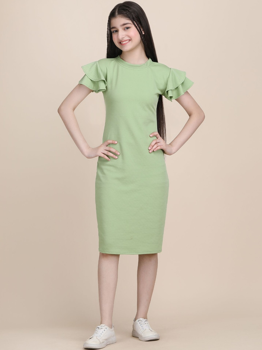 FIXOCRA Puff Sleeve Sheath Dress