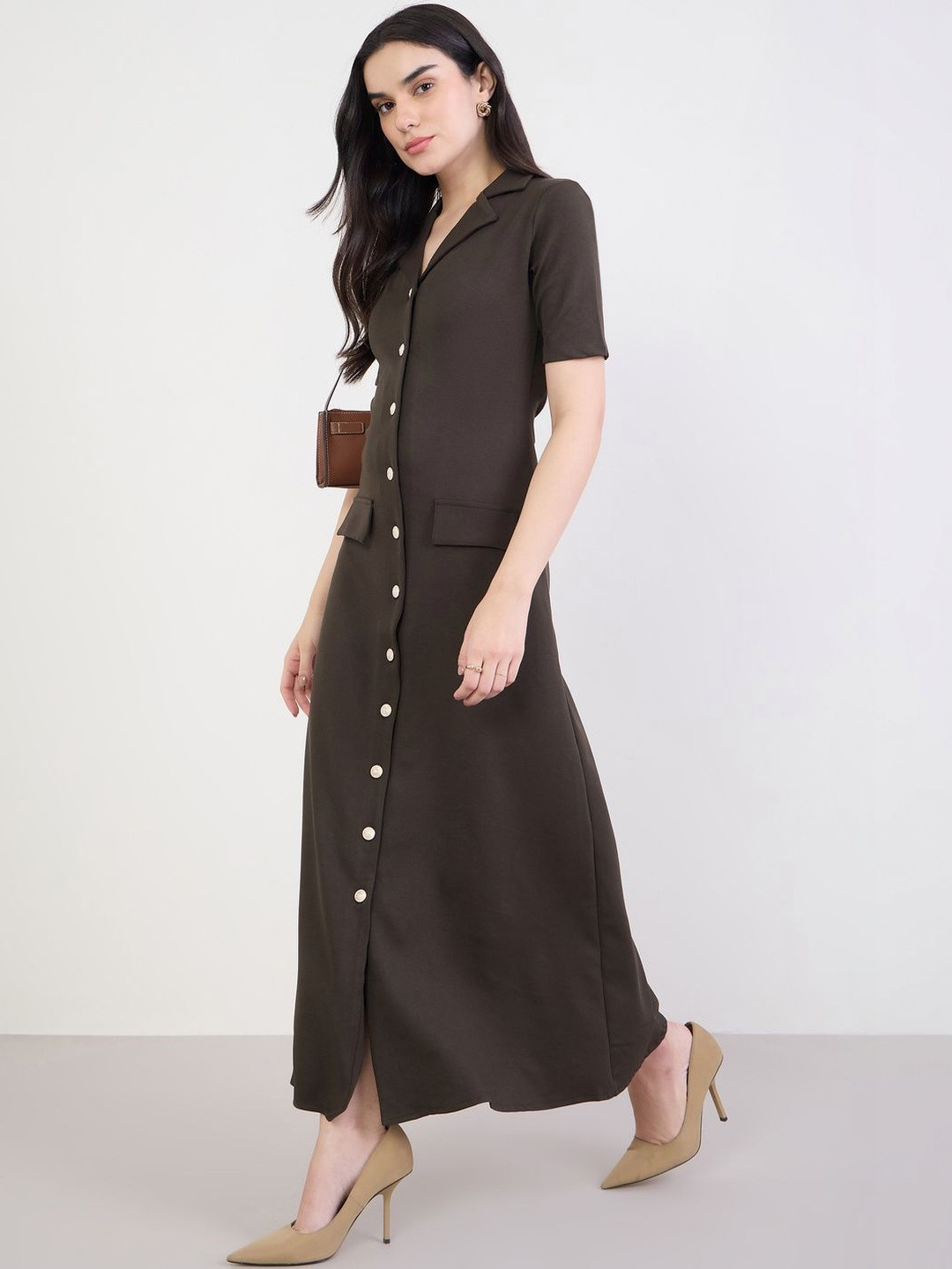 Styli Solid Short Sleeves T-Shirt Maxi Dress