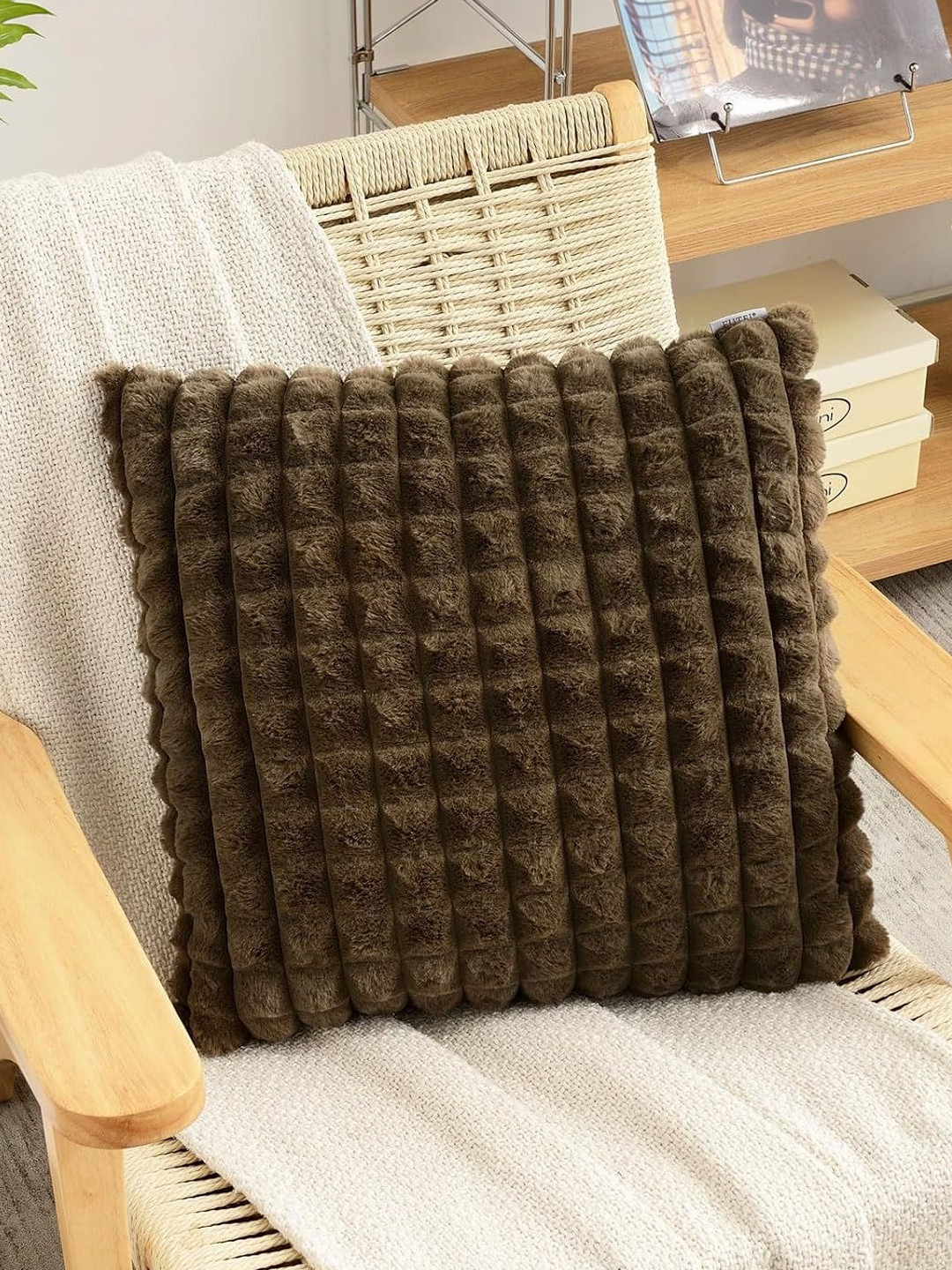 Vinayaka Fab Coffee Brown Square Cushion Covers