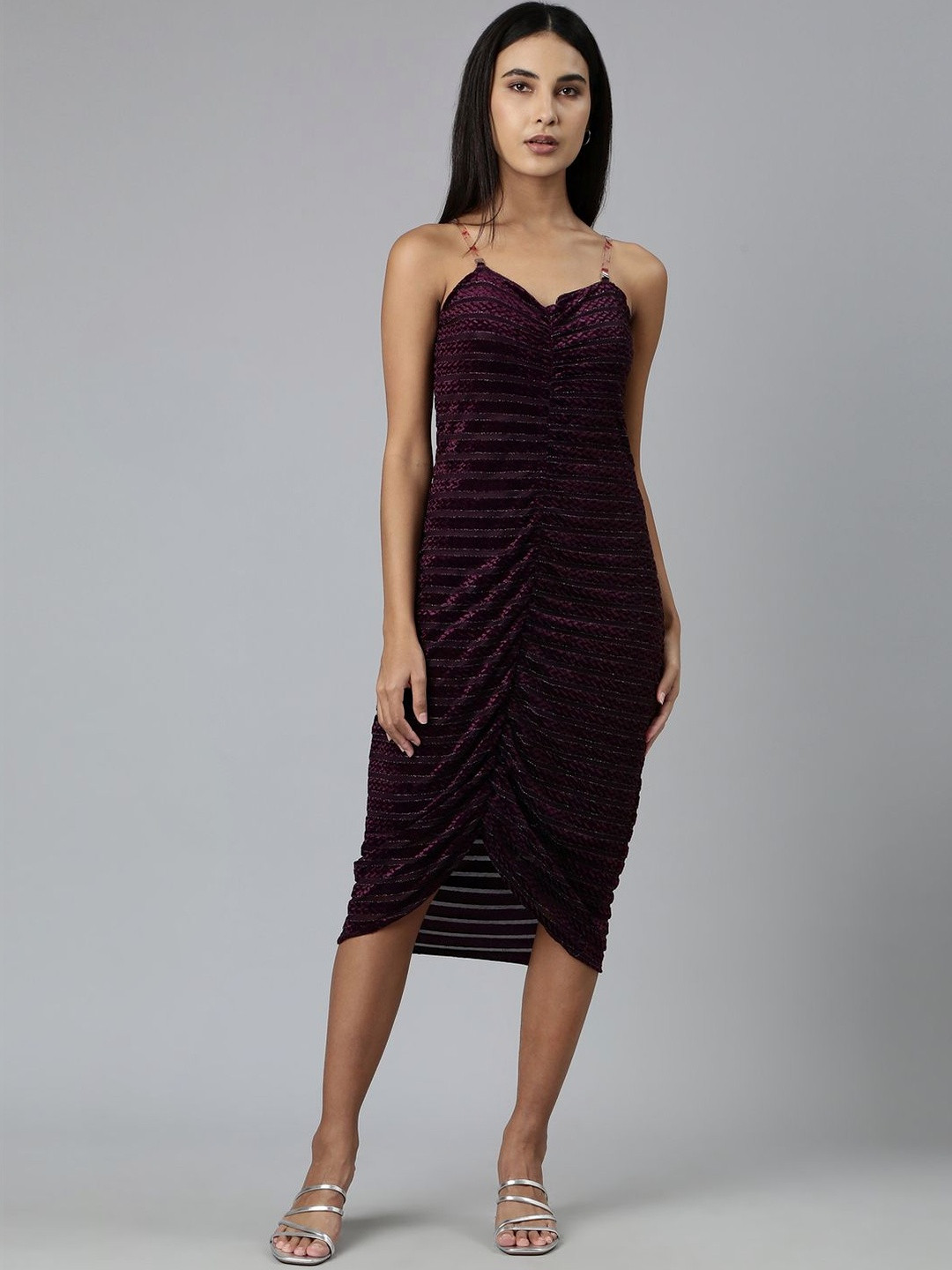 SHOWOFFFF Velvet Bodycon Midi Dress