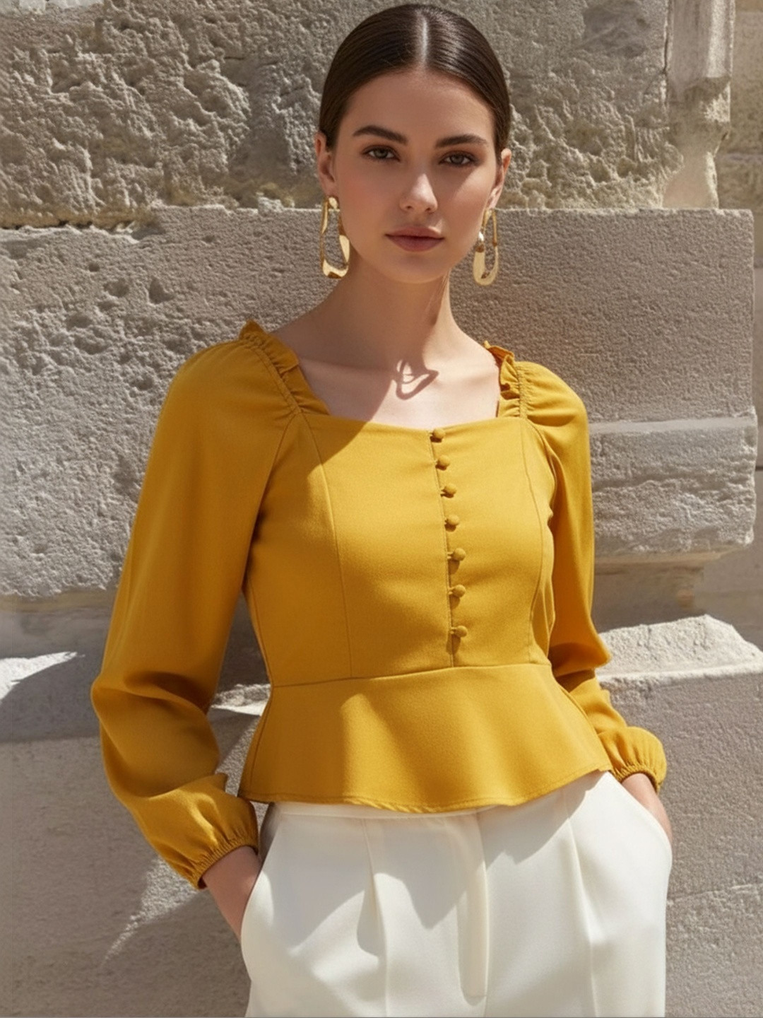 ZYNG Crepe Peplum Top