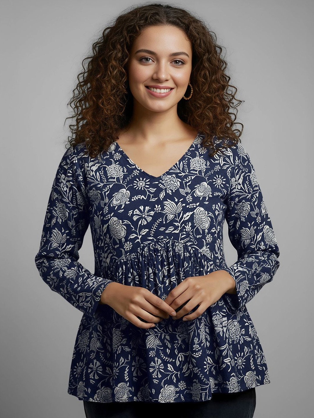 Maheshvi Women Floral Printed Peplum Top