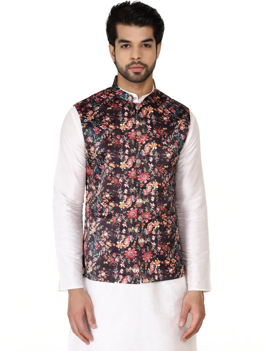 JEXI Printed Mandarin Collar Nehru Jackets