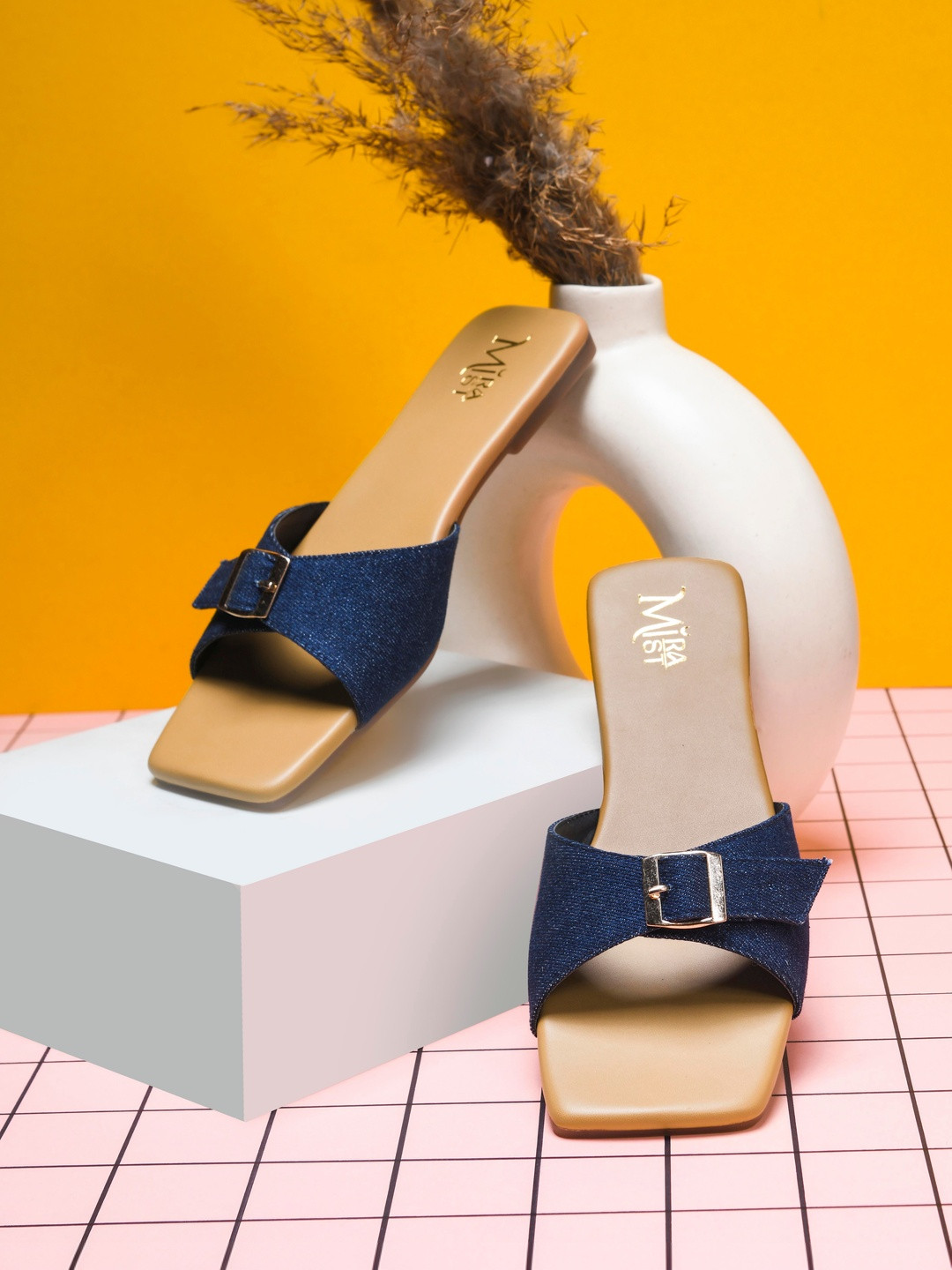 MiraMist Women Open Toe Flats with Buckles