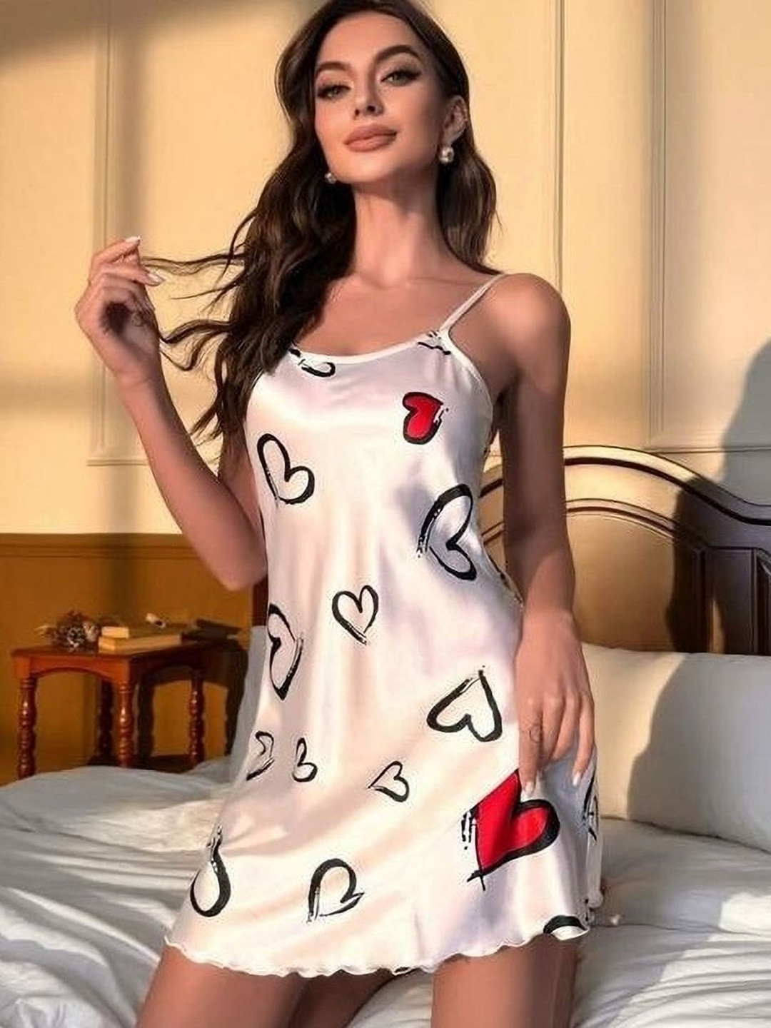 NEWBA Abstract Printed Shoulder Straps Nightdress