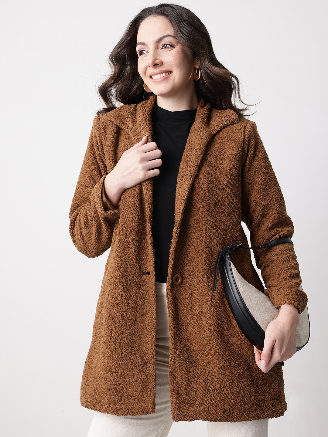 Mast & Harbour Notched Lapel Sherpa Overcoat