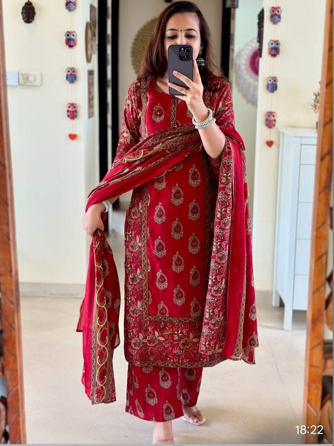 MARIONETTEFASHION Women Ethnic Motifs Printed Regular Pure Cotton Kurta with Palazzos & With Dupatta