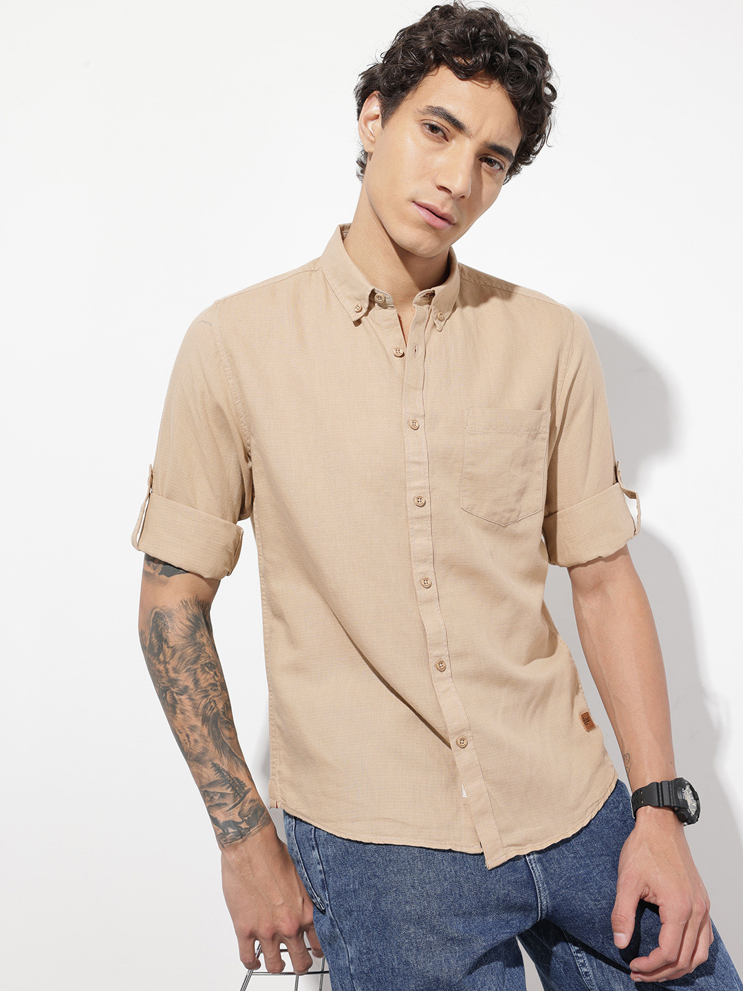 The Roadster Life Co. Cotton Linen Casual Shirt
