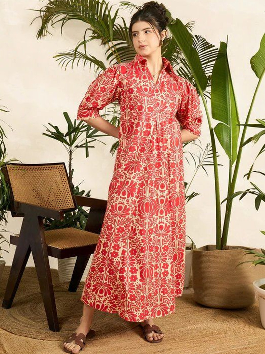SZN Floral Print Crepe Fit & Flare Maxi Dress