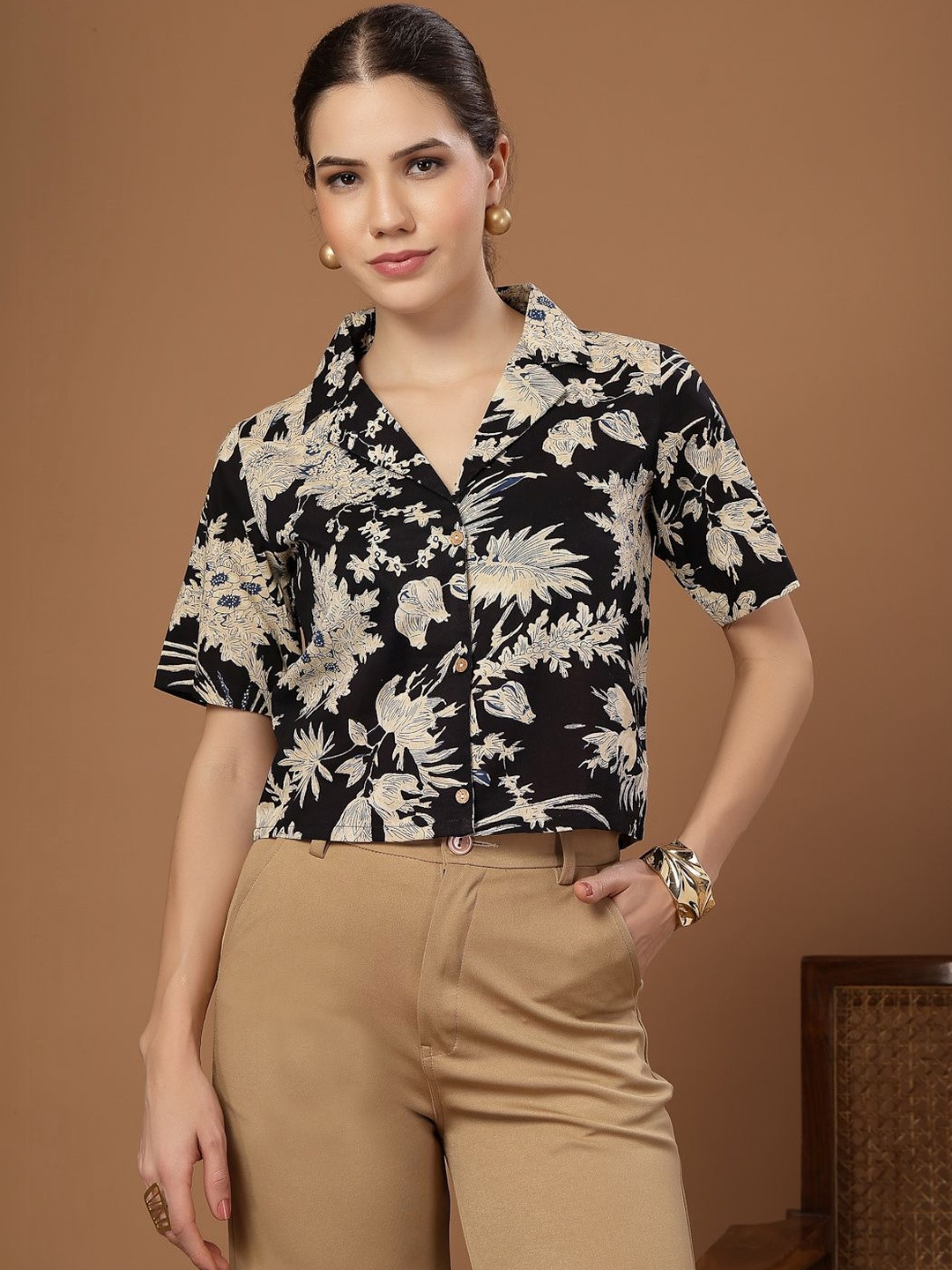 Stylum Floral Print Cotton Crop Top