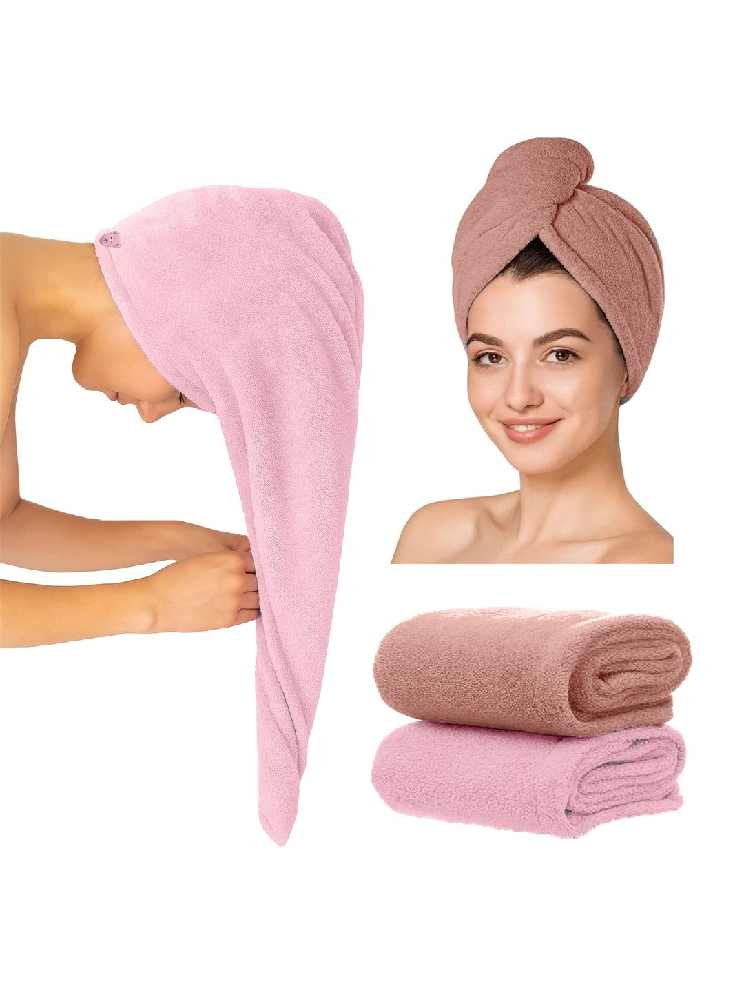 MAXOSHINE Pink 2 Pieces 354 GSM Bath Towel