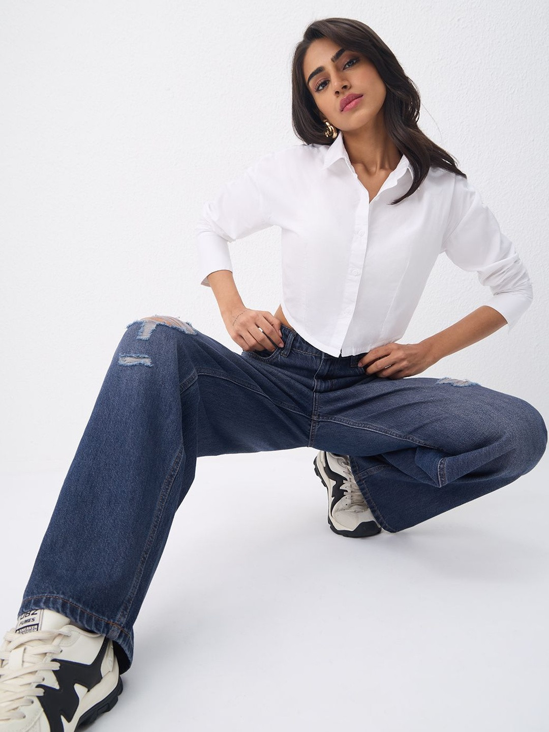 The Souled Store Women Baggy Fit Denim Blue Jeans