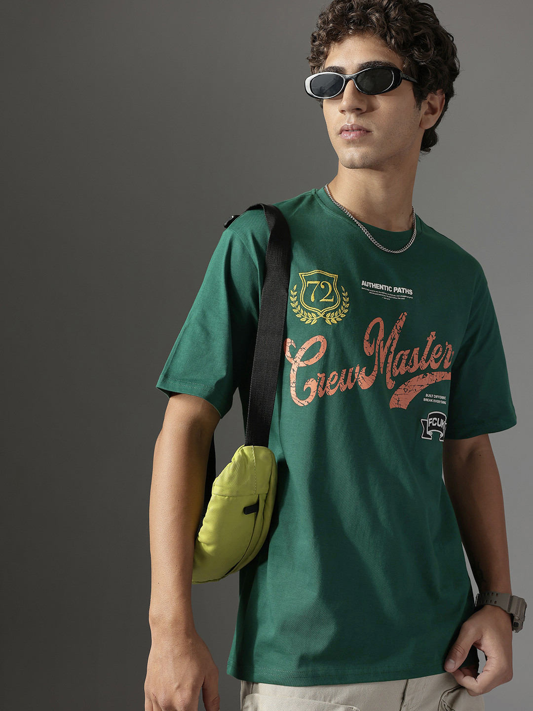 FCUK Oversized Fit Typography Printed Pure Cotton T-shirt