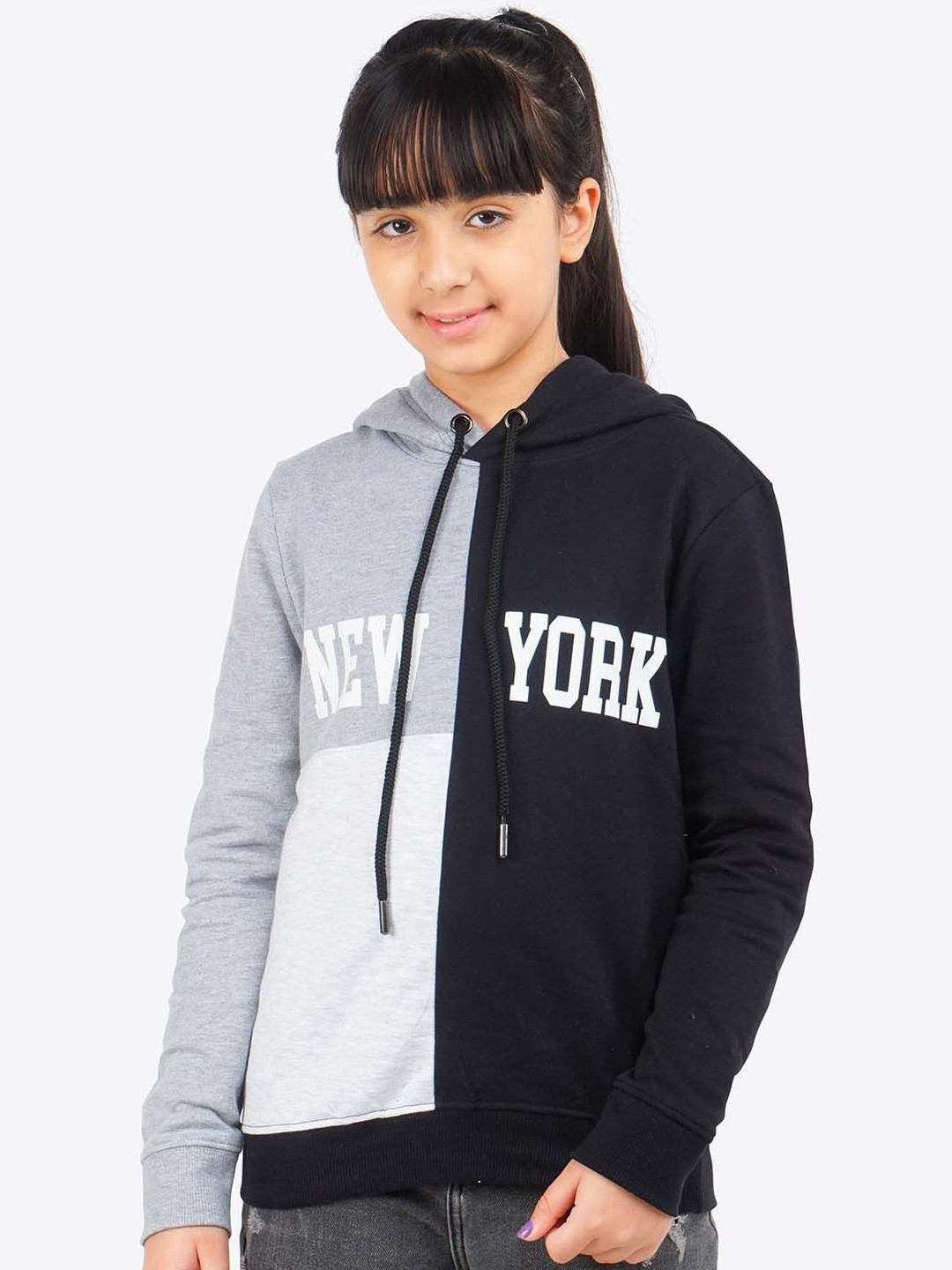 ariel Girls Colourblocked Hooded Sweatshirt