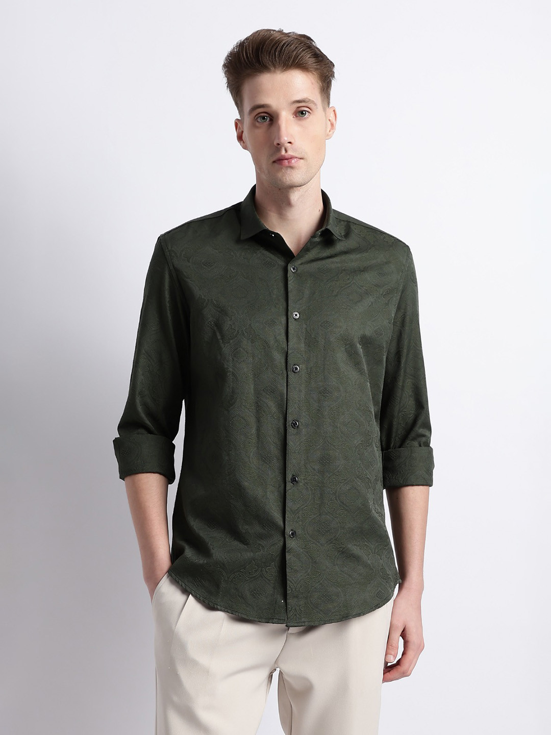 Blu MNKY Men Classic Slim Fit Party Shirt