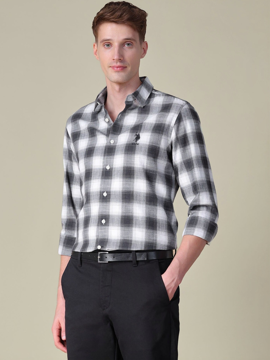 U.S. Polo Assn. Denim Co. Men Checked Casual Shirt