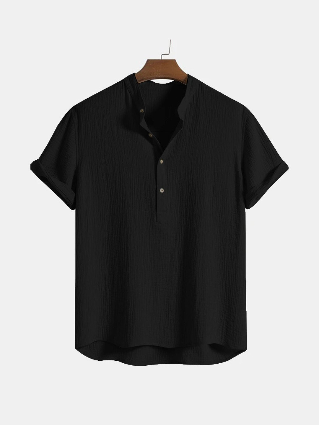 SZN Men Mandarin Collar Organic Cotton T-shirt