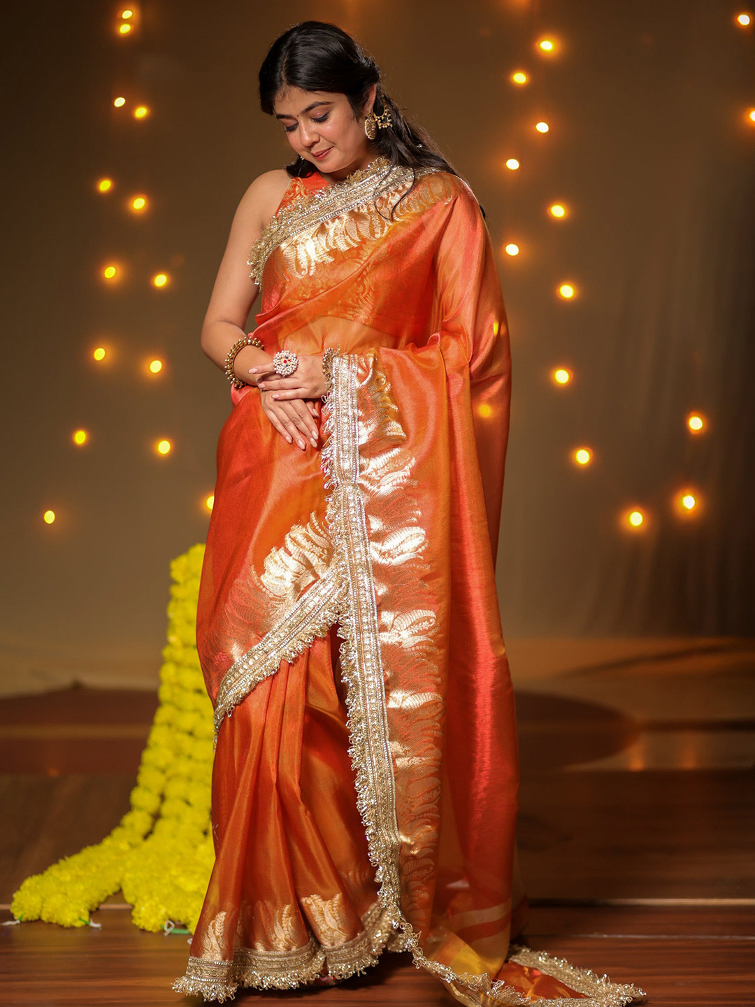 Banarasi Kargha Woven Design Zari Tissue Heavy Work Banarasi Saree