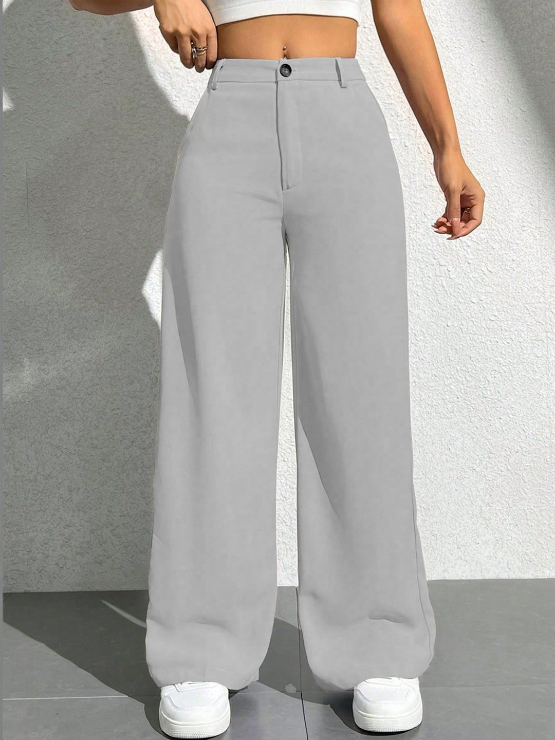 BAESD Women Relaxed Straight Leg High-Rise Non Iron Trousers