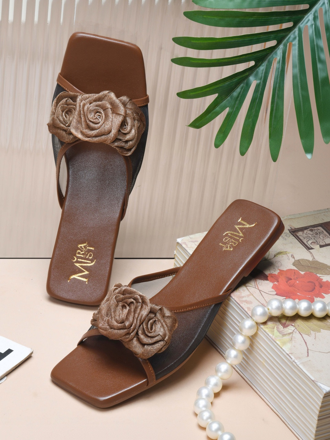 MiraMist Women Textured Open Toe Flats