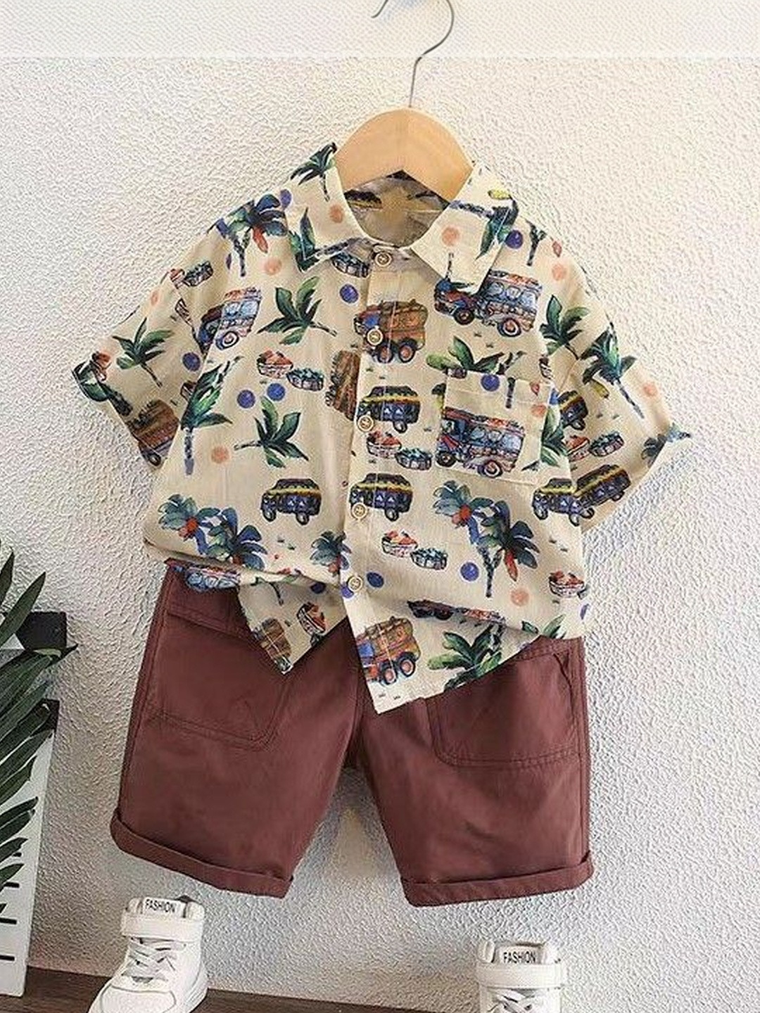 FASTDEAL Boys Printed Shirt with Shorts