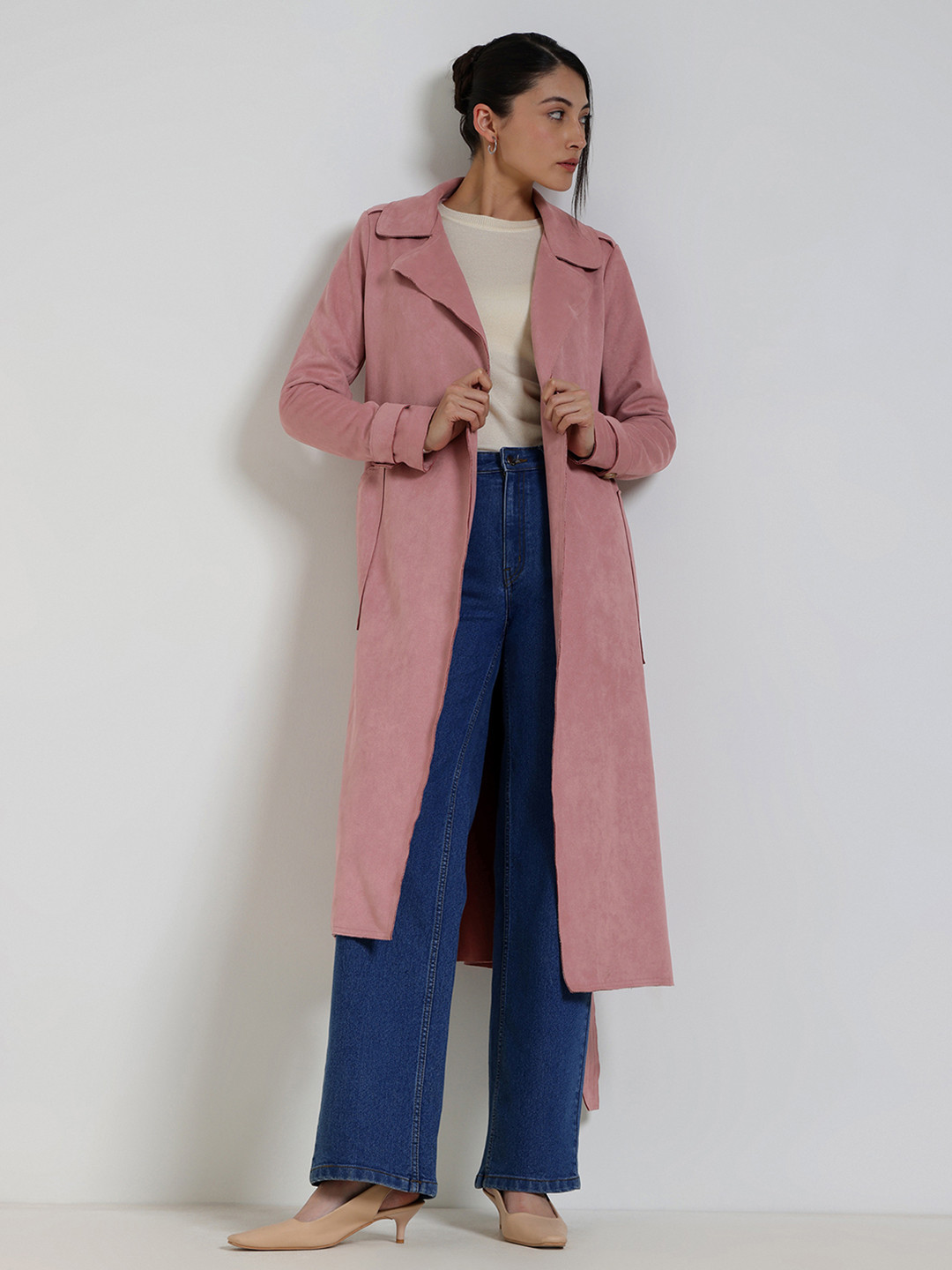 FABLE STREET Suede Longline Tailored Jacket