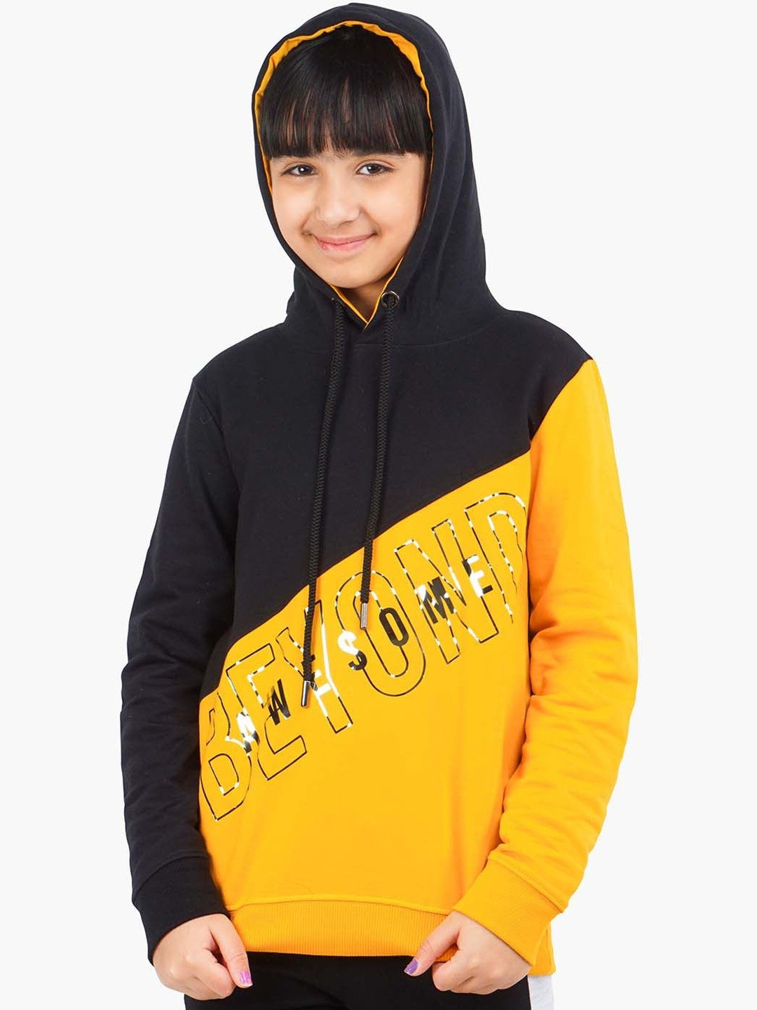 ariel Girls Colourblocked Hooded Sweatshirt