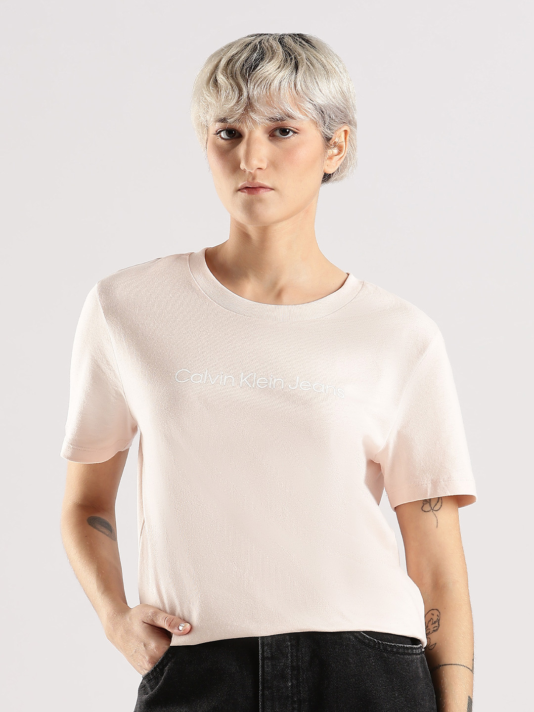 Calvin Klein Jeans Women Drop-Shoulder Sleeves Pockets T-shirt