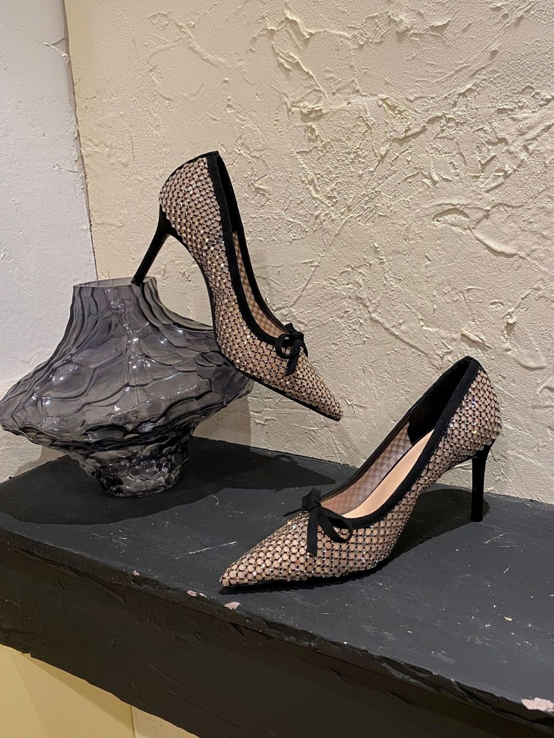 Ozzaro PU Party Stiletto Pumps with Bows