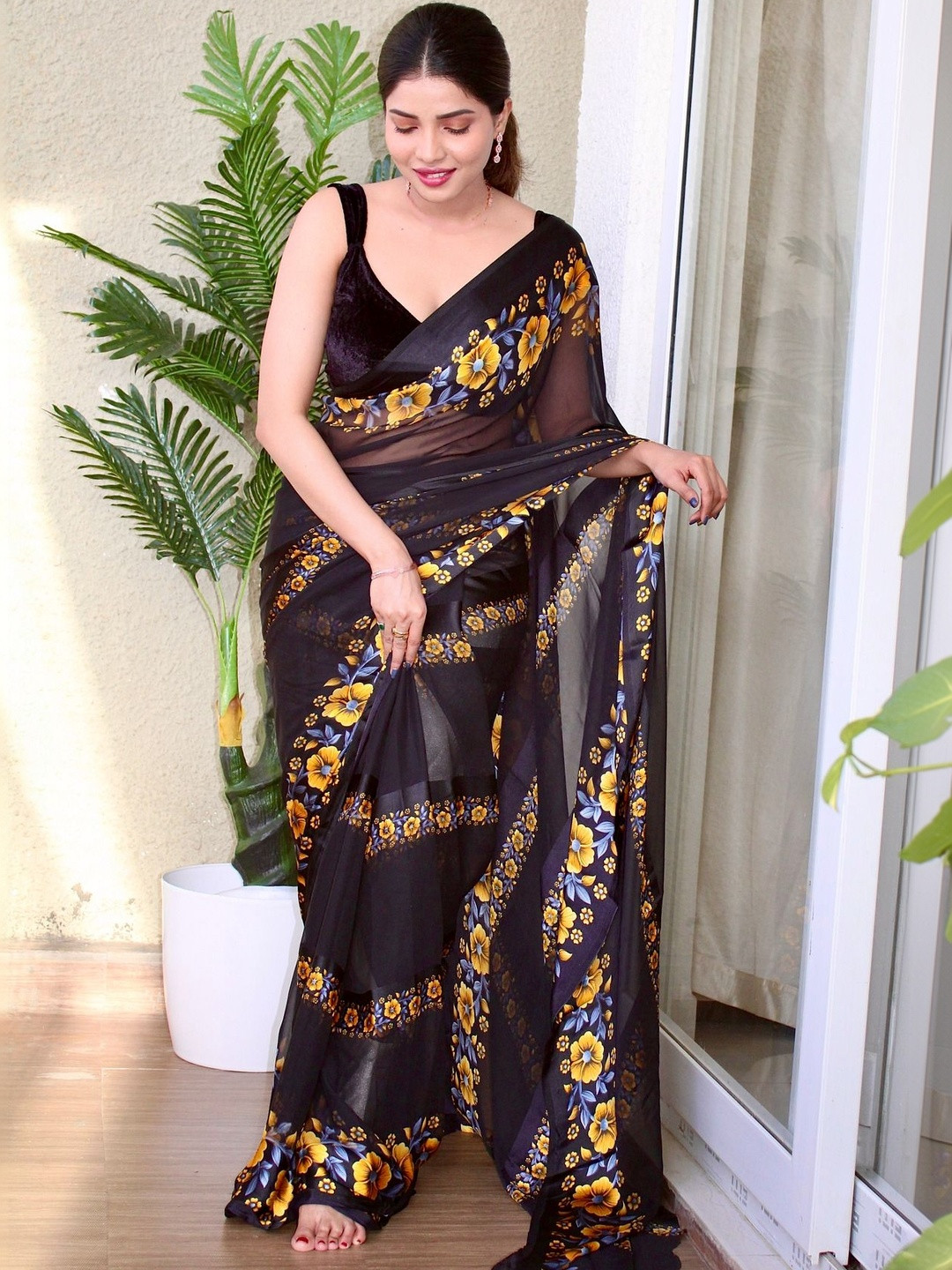Sanwariya Silk Floral Pure Georgette Saree