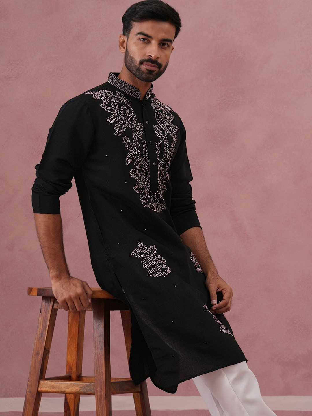 Jompers Men Ethnic Motifs Embroidered Regular Thread Work Kurta with Pyjamas