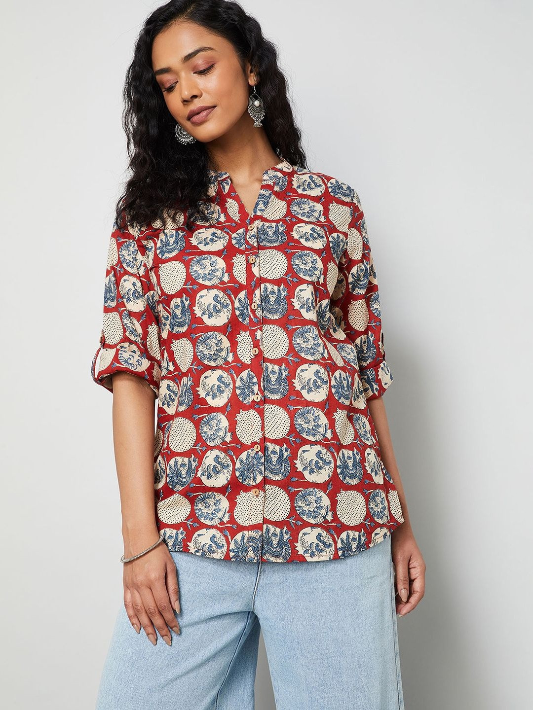 Melange by Lifestyle Ethnic Motifs Printed Pure Cotton Kurti