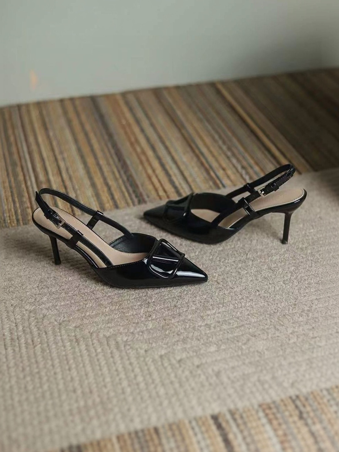 Ozzaro PU Stiletto Pumps with Buckles