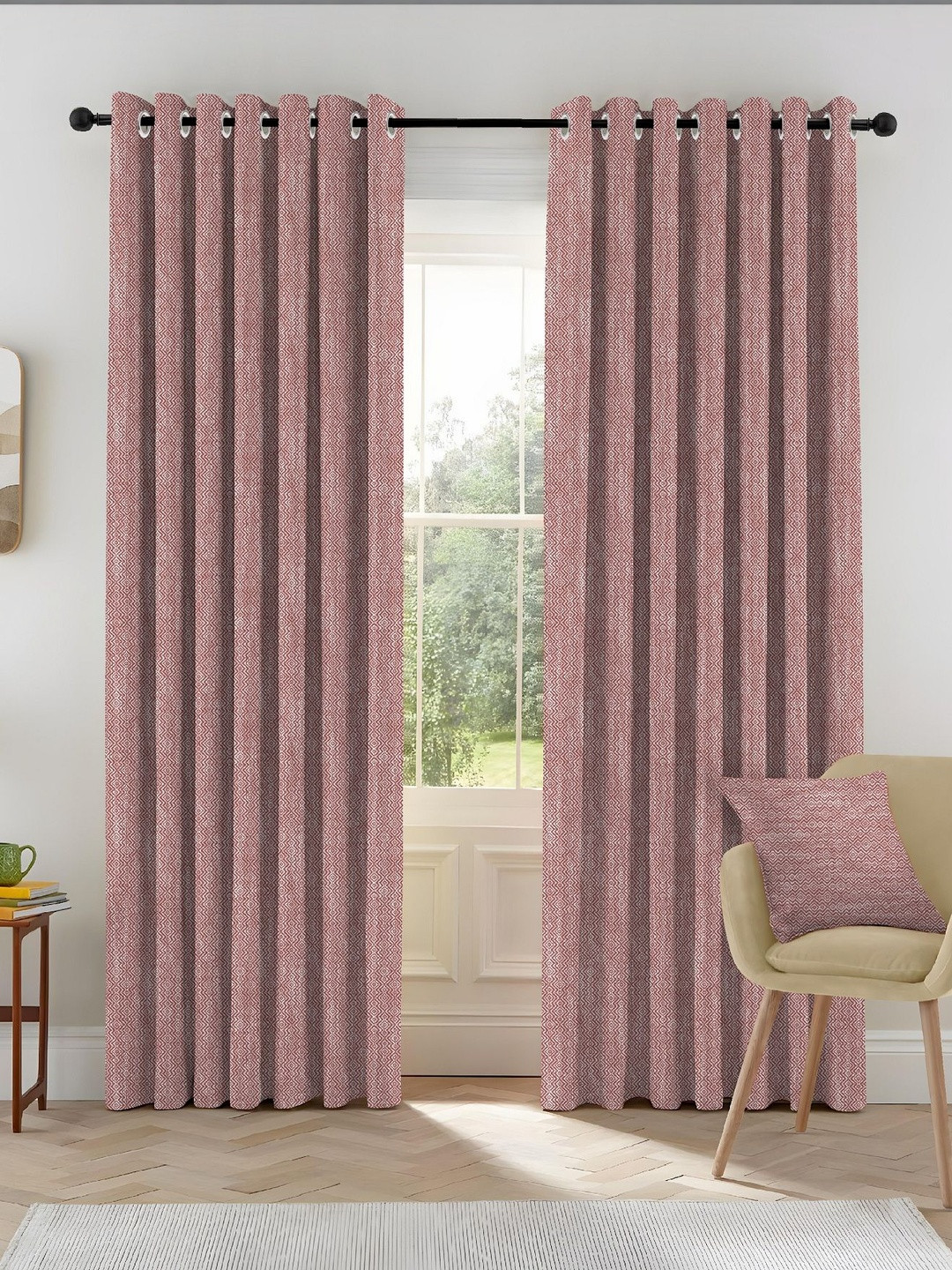 CASABLEU Rust Set of 2 Black Out Long Door Curtain