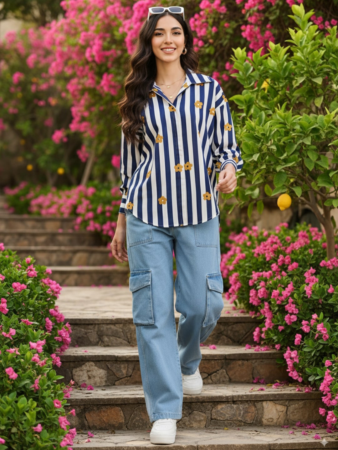 Uptownie Printed Asymmetrical Cotton Shirt