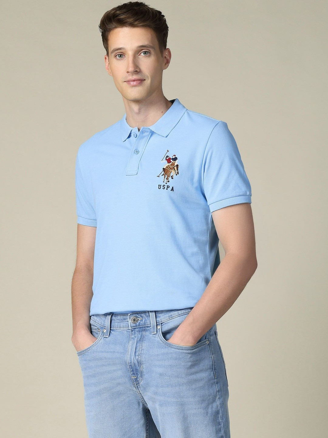 U.S. Polo Assn. Men Brand Logo Polo Collar T-shirt