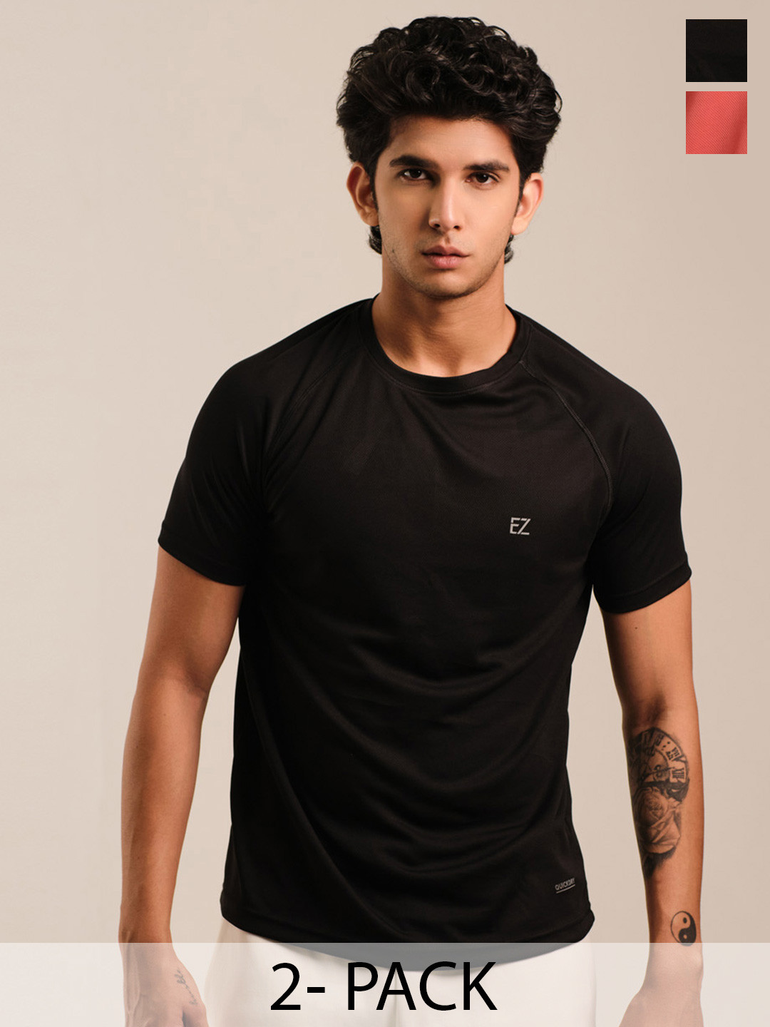EAZY Pack Of 2 Round Neck Short Sleeves Sports Dry Fit T-shirts