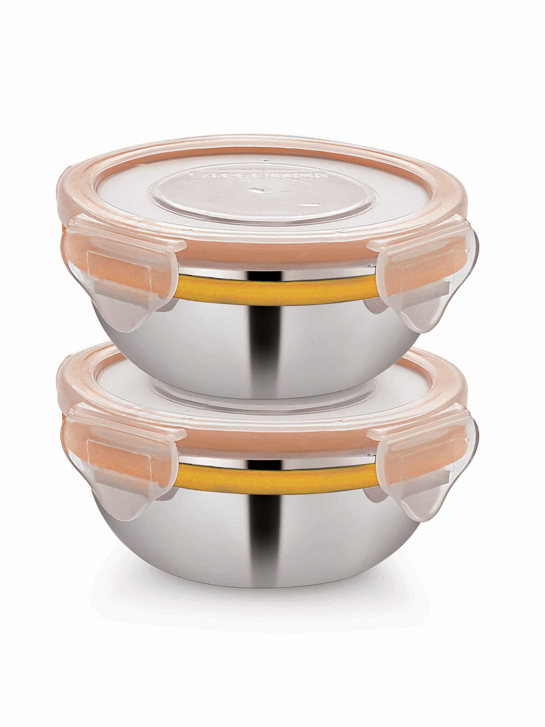 STEELLOCK Pack Of 2 Silver-Toned Stainless Steel Air Tight Containers - 200ML