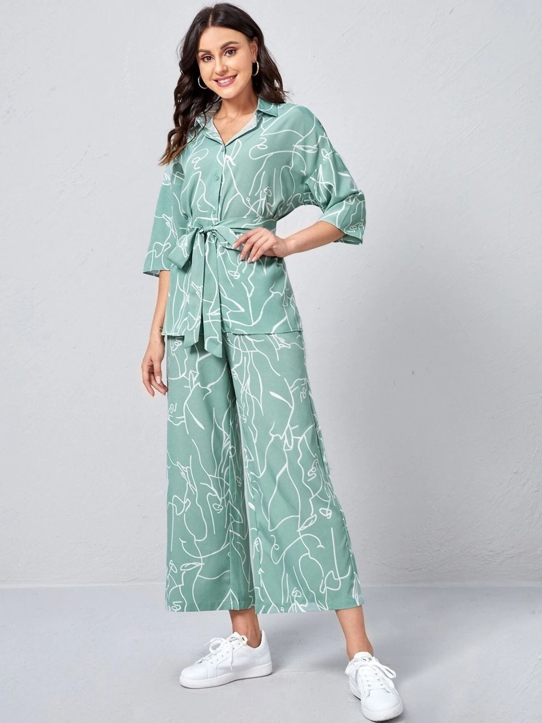 SZN Printed Shirt Collar Shirt & Trousers Co-Ords