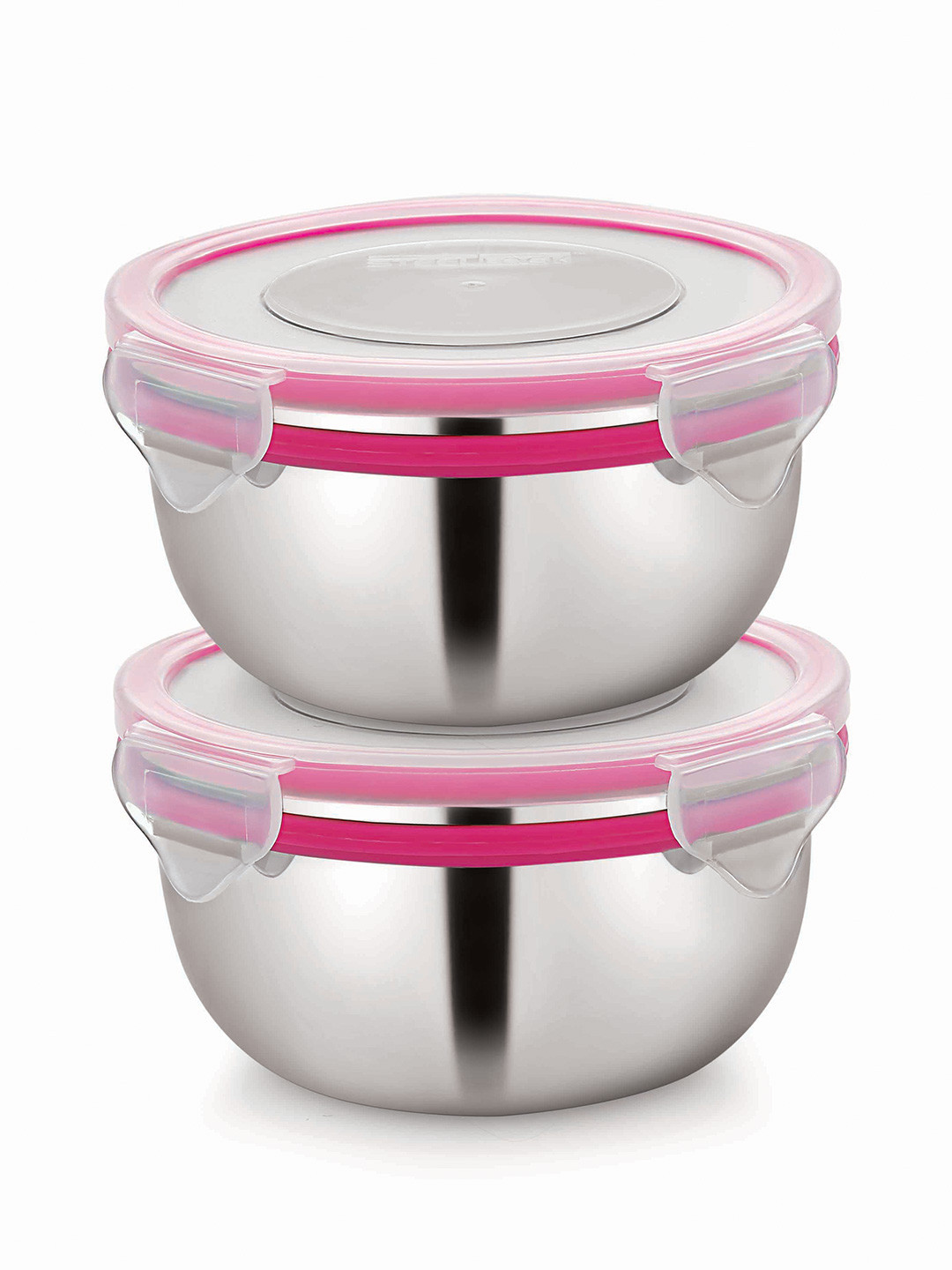 STEELLOCK Stainless Steel Silver-Toned Air Tight Round Box Container