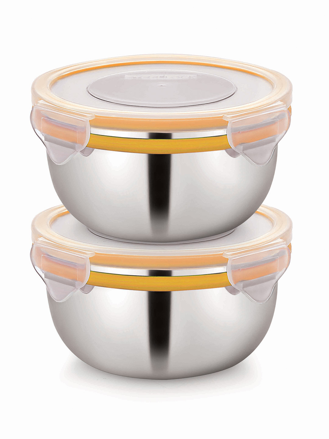 STEELLOCK Silver-Toned Stainless Steel Air Tight 2 Pieces Clip-On Box Container 500ml