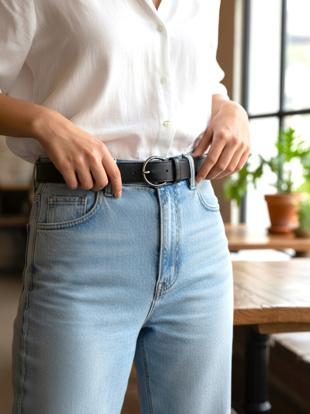 CRUSSET Women Vegan Leather Waist Belt for Jeans Dresses Casual Formal Wear