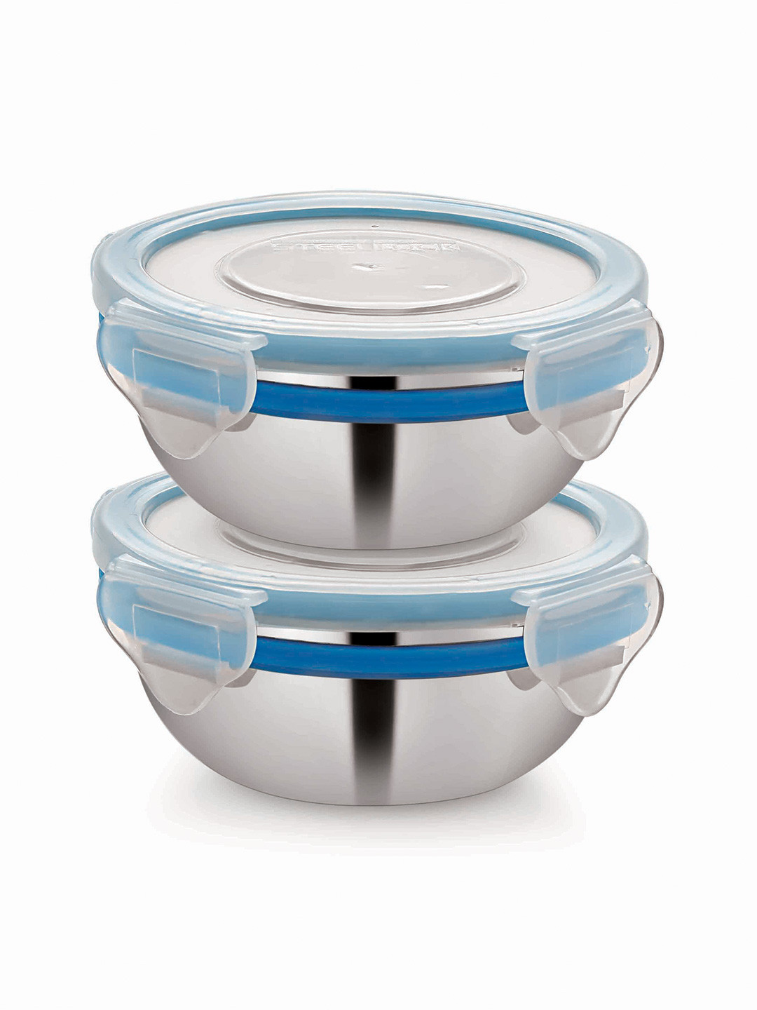 STEELLOCK Stainless Steel Silver-Toned Air Tight Round Box Container