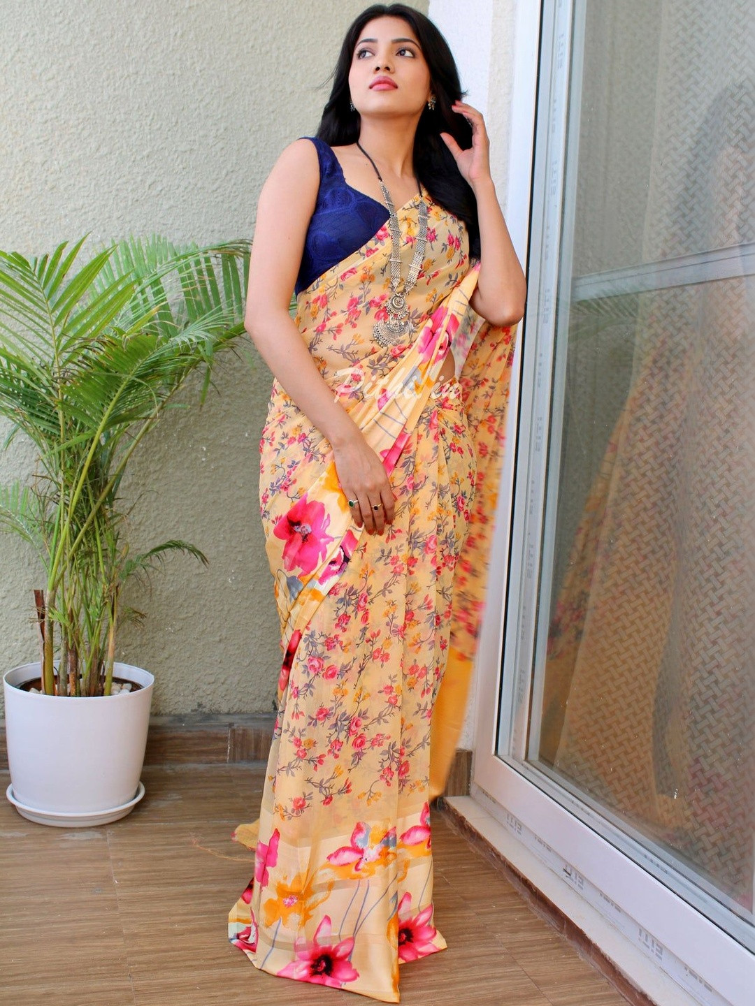 SANJANA SILK Floral Pure Georgette Saree
