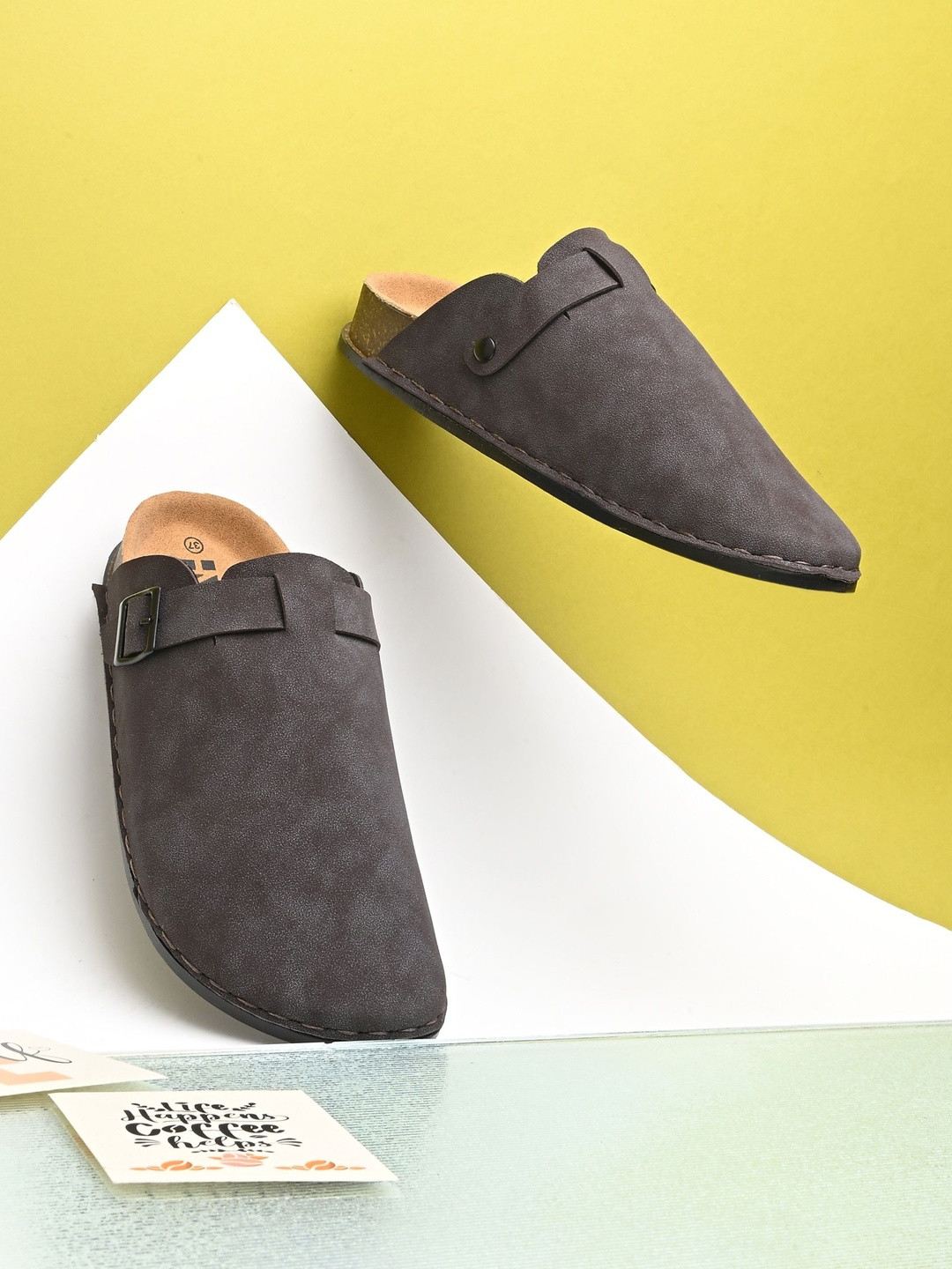 HERE&NOW Women Mules with Buckles Flats
